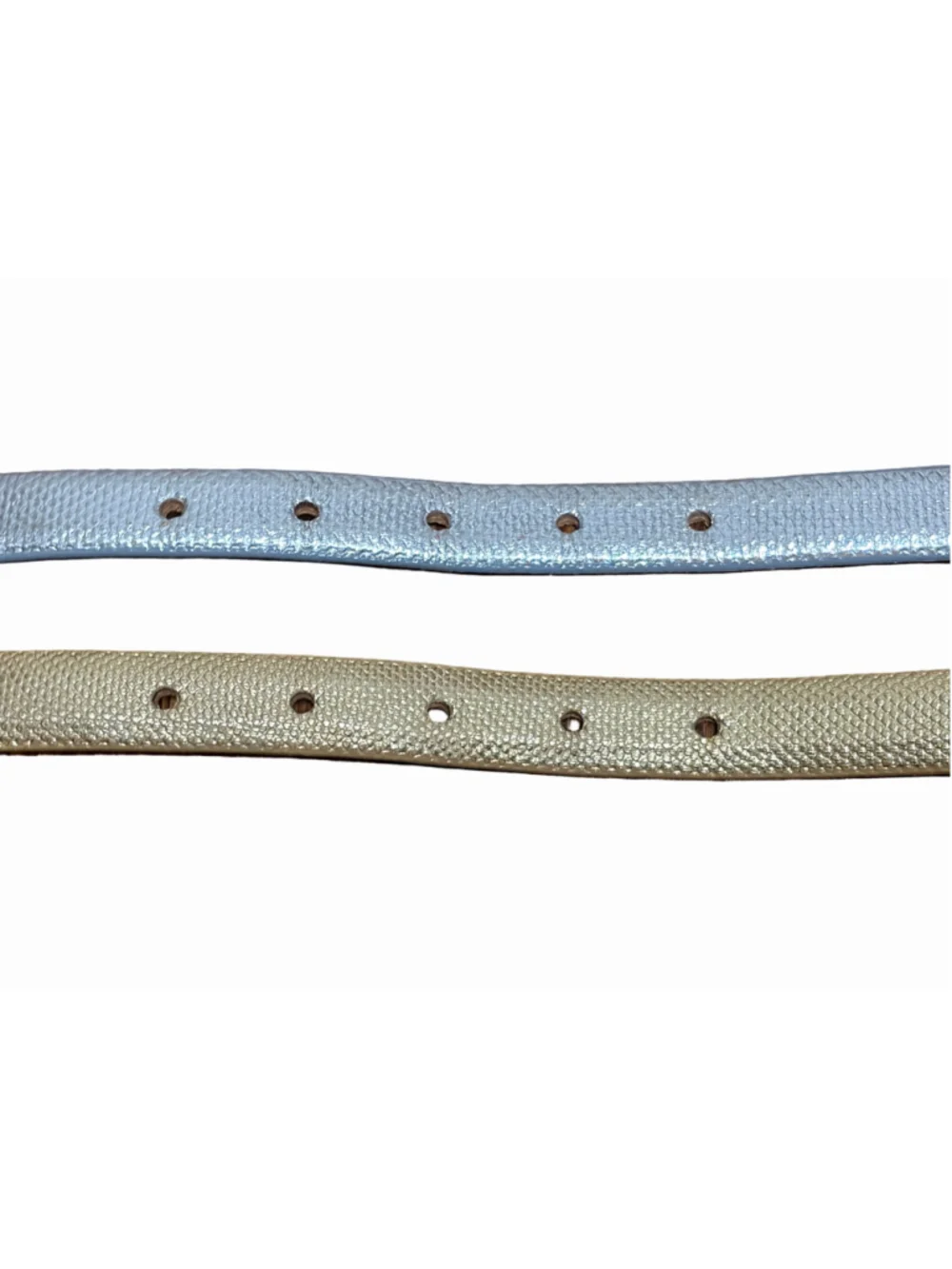 Kleinberg Sherrill for Saks 5th Ave Genuine Karung Skinny Belt Silver & Gold-S